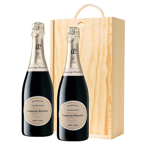 Laurent Perrier Demi-Sec NV 75cl Double Pine Wooden Gift Boxed (2x75cl)